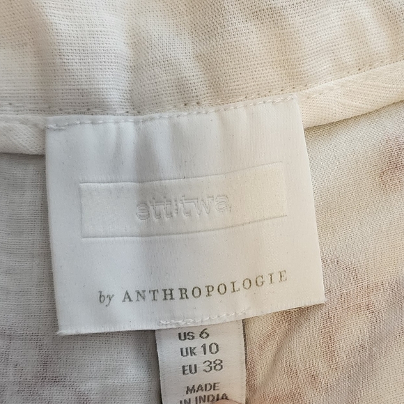 NWT Slane by Anthropologie (Ett:Twa) Cotton/linen White Wide‑Leg Pants Size 6 - Picture 4 of 9